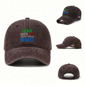 Iran And Israel Political Satire Washed Cotton Baseball Cap The Great Beer Struggle TS12 Washed Cap Universal Fit Dark Brown Print Your Wear