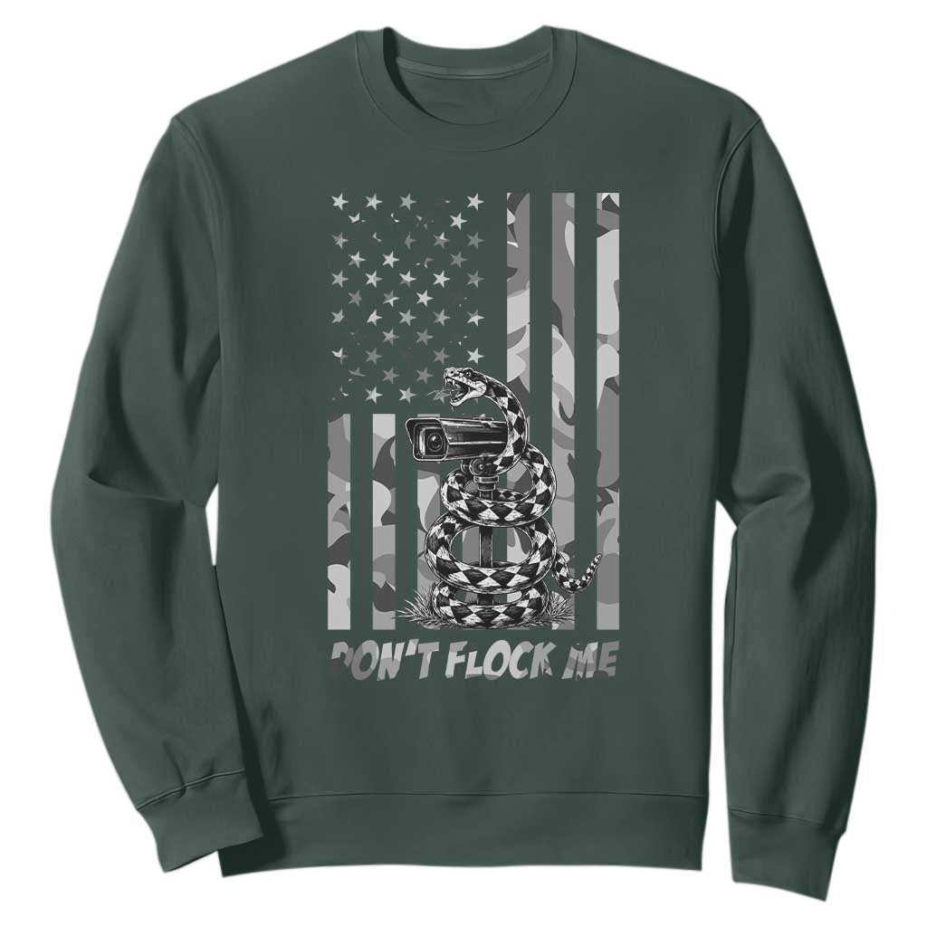 Rattlesnake Surveillance Camera US Flag Camo Graphic Sweatshirt Dont Flock Me TS12 Dark Forest Green Print Your Wear