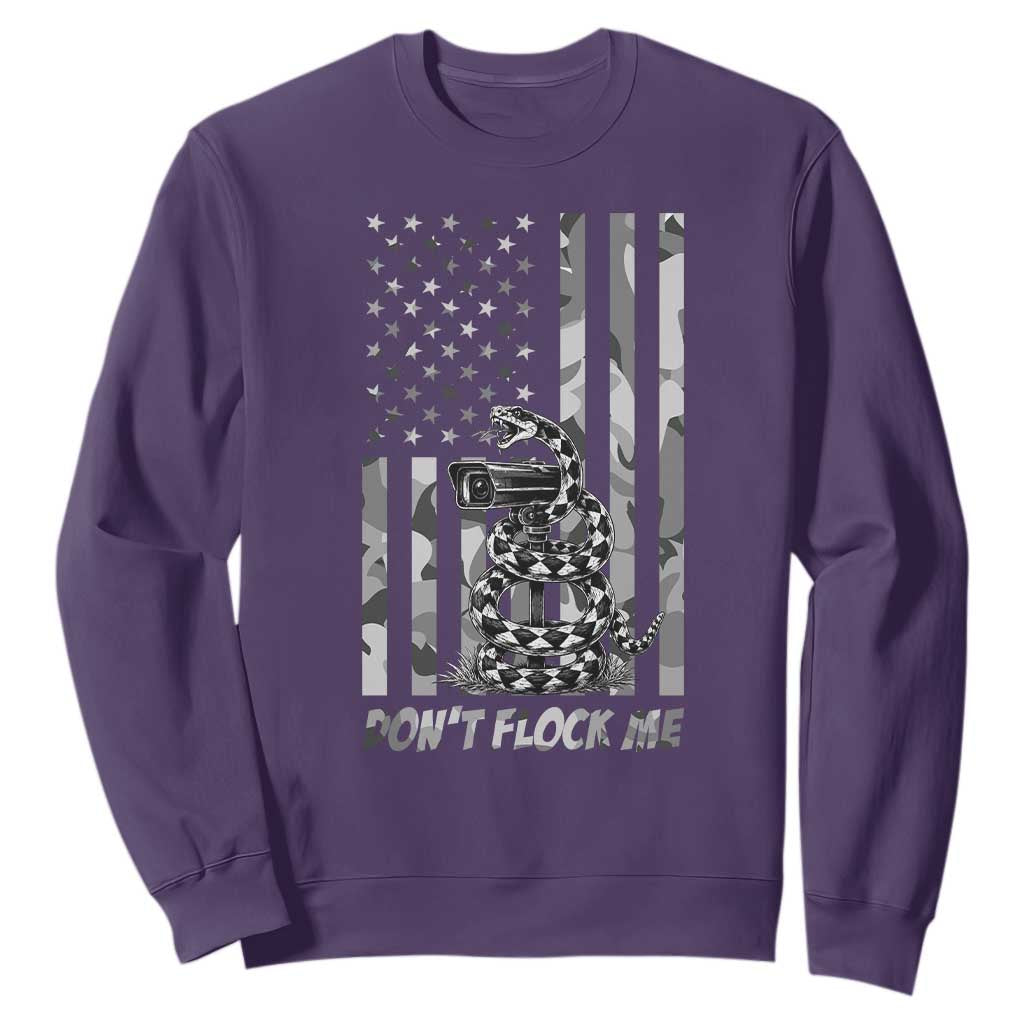 Rattlesnake Surveillance Camera US Flag Camo Graphic Sweatshirt Dont Flock Me TS12 Purple Print Your Wear