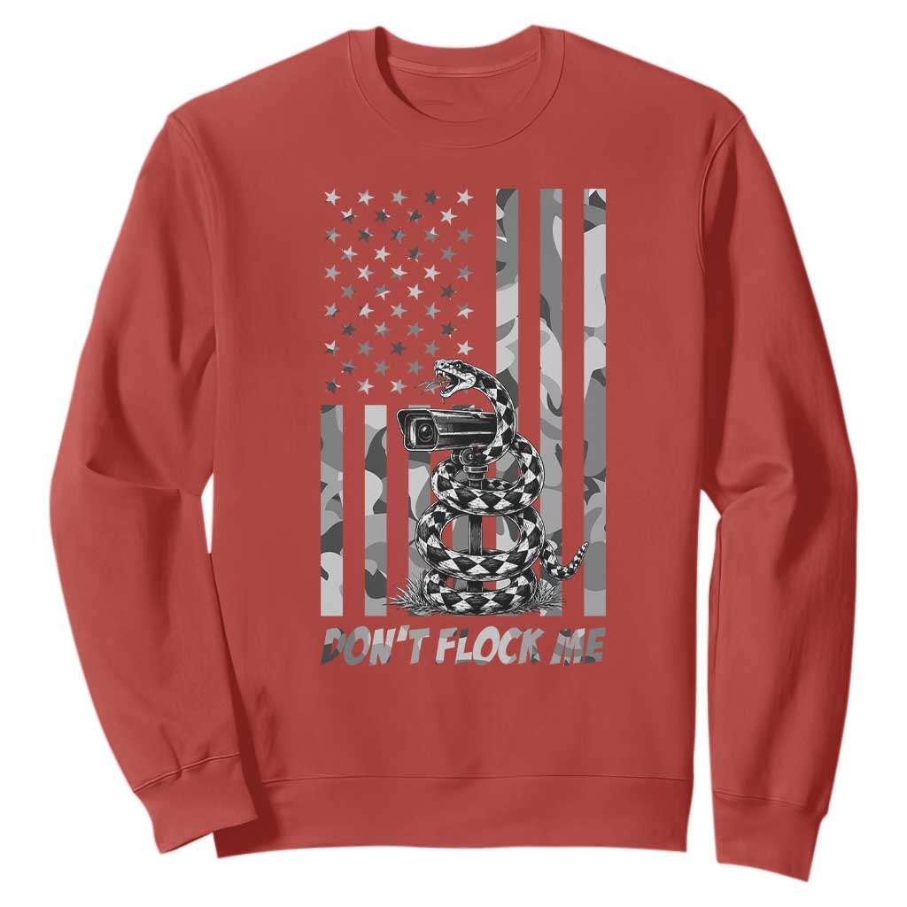 Rattlesnake Surveillance Camera US Flag Camo Graphic Sweatshirt Dont Flock Me TS12 Red Print Your Wear