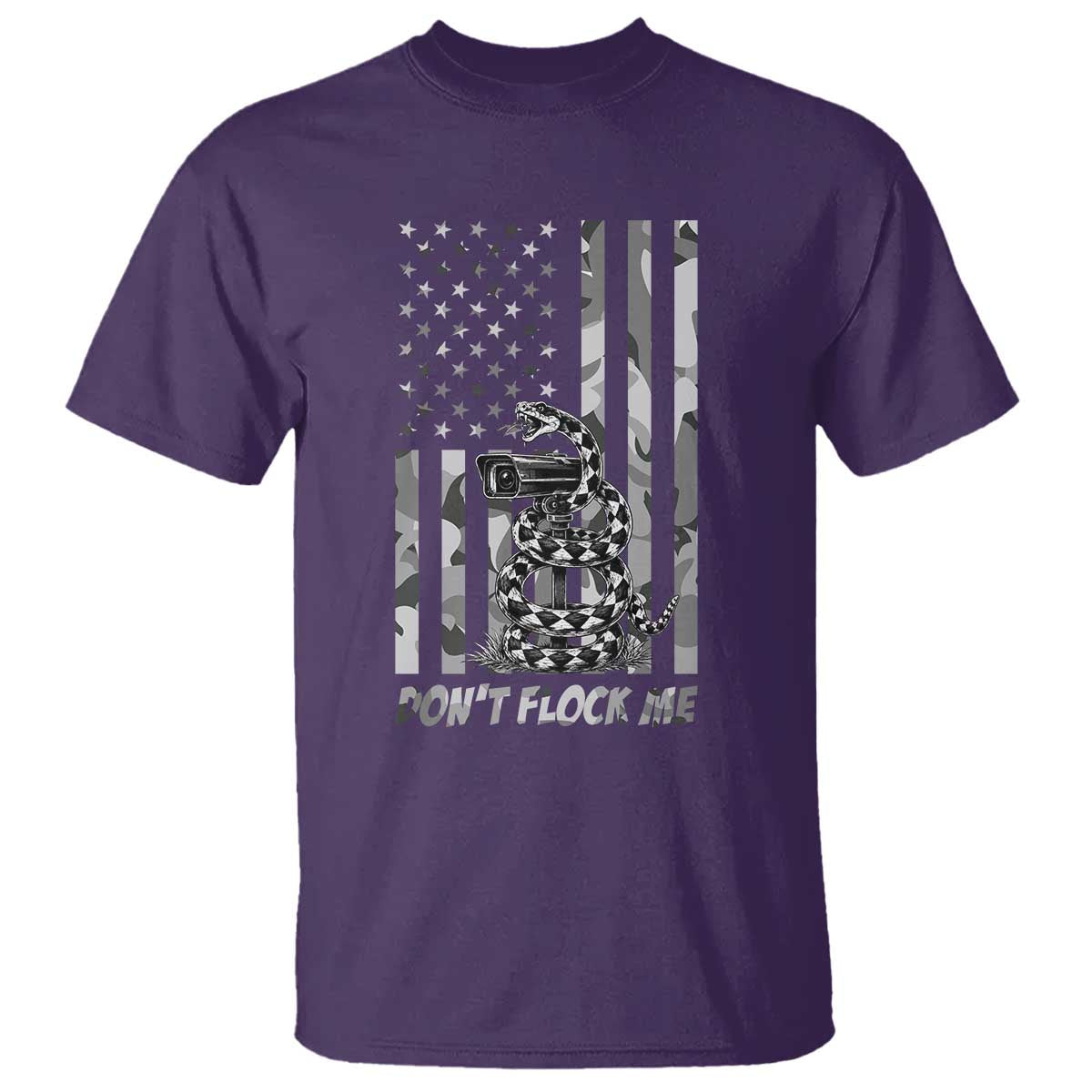 Rattlesnake Surveillance Camera US Flag Camo Graphic T Shirt Dont Flock Me TS12 Purple Print Your Wear