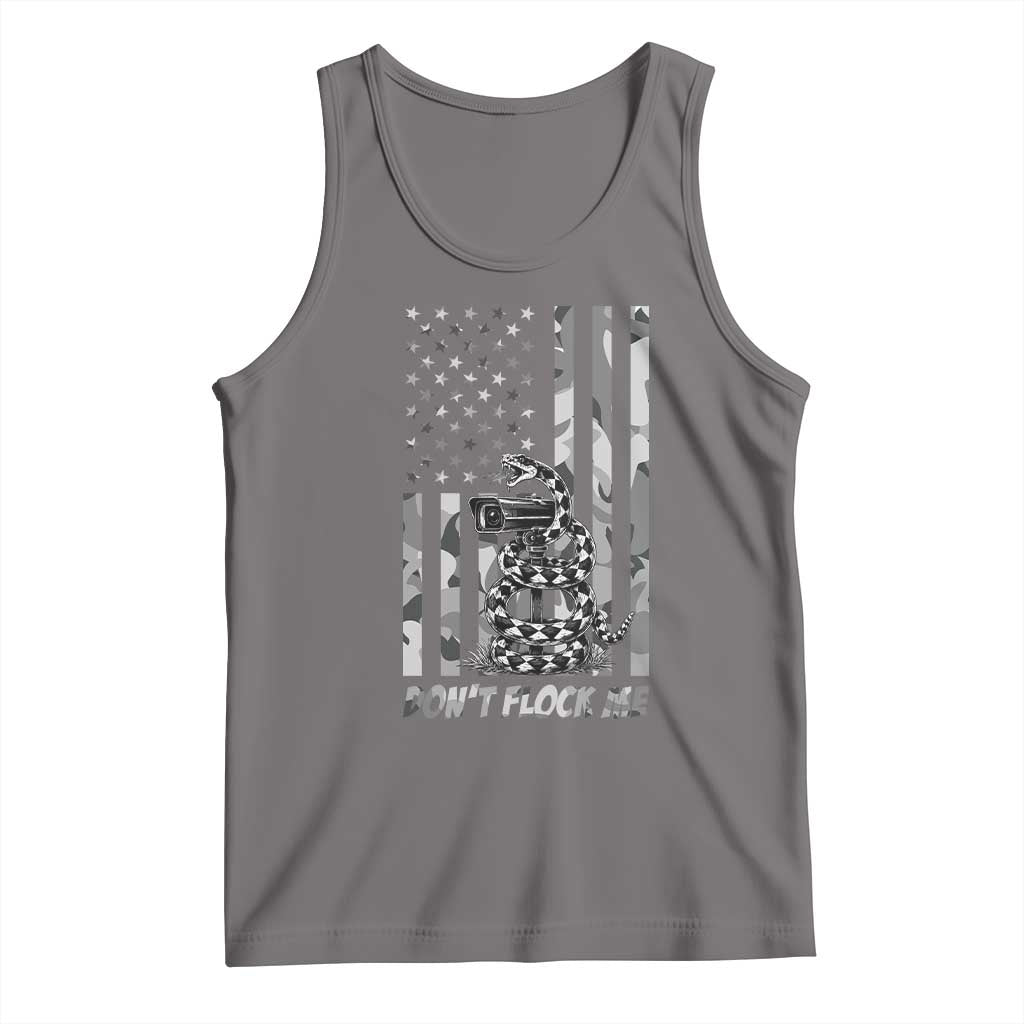 Rattlesnake Surveillance Camera US Flag Camo Graphic Tank Top Dont Flock Me TS12 Deep Heather Print Your Wear