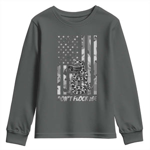 Rattlesnake Surveillance Camera US Flag Camo Graphic Youth Sweatshirt Dont Flock Me TS12 Dark Heather Print Your Wear