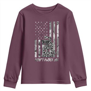 Rattlesnake Surveillance Camera US Flag Camo Graphic Youth Sweatshirt Dont Flock Me TS12 Maroon Print Your Wear