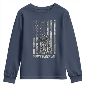 Rattlesnake Surveillance Camera US Flag Camo Graphic Youth Sweatshirt Dont Flock Me TS12 Navy Print Your Wear