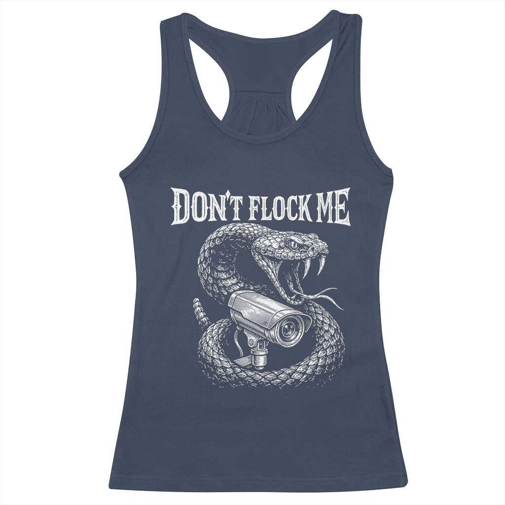 Anti Surveillance Camera Rattlesnake Racerback Tank Top Dont Flock Me TS12 Navy Print Your Wear