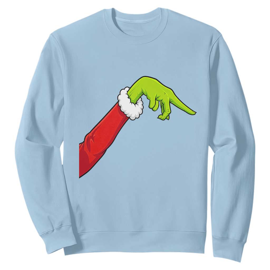 Funny Green Hand Basketball Pointing Meme Sweatshirt Christmas Holiday Gift TS12 Light Blue Print Your Wear