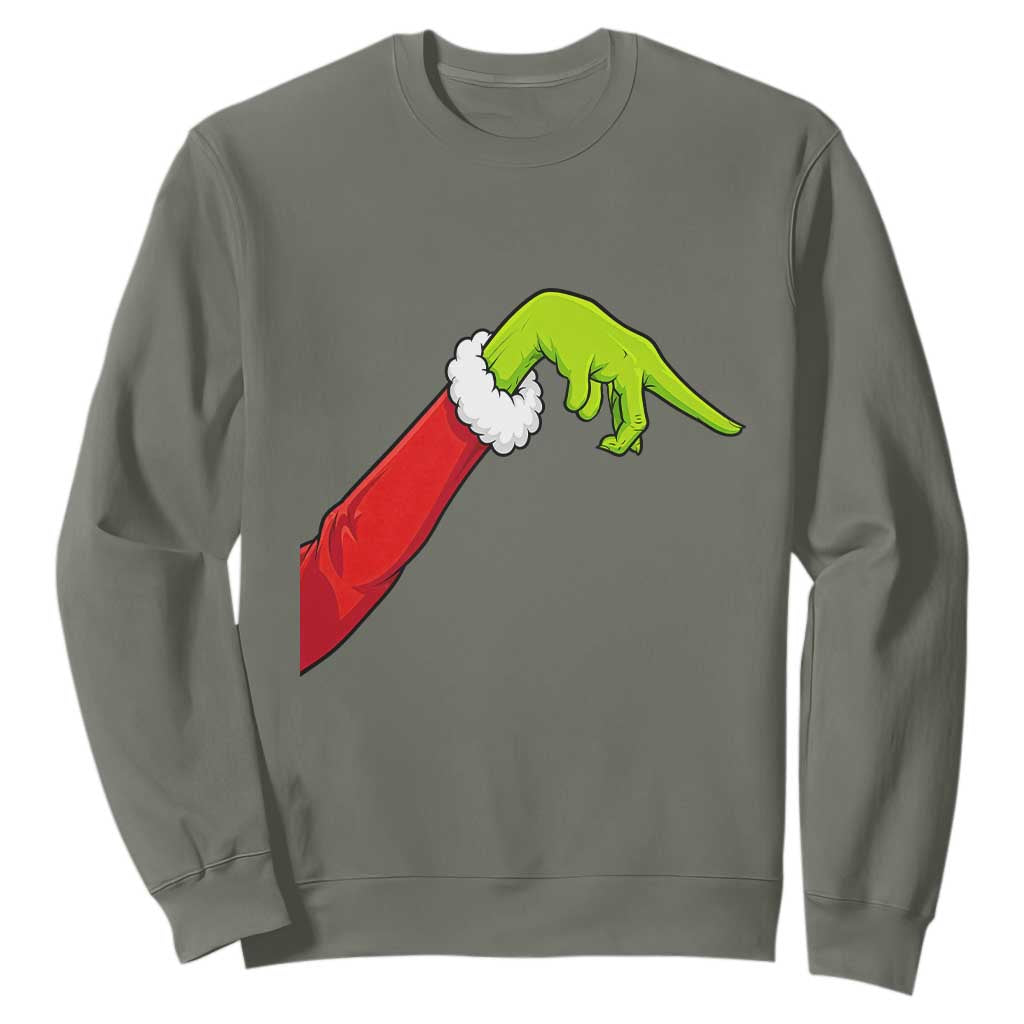 Funny Green Hand Basketball Pointing Meme Sweatshirt Christmas Holiday Gift TS12 Military Green Print Your Wear