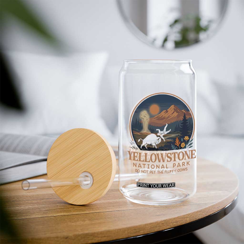 Yellowstone National Park Do Not Pet The Fluffy Cows Glass Can Amusing Bison Encounter Campsite Toss TS12 Print Your Wear
