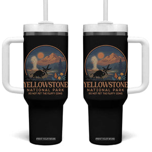 Yellowstone National Park Do Not Pet The Fluffy Cows Tumbler With Handle Amusing Bison Encounter Campsite Toss TS12 One Size: 40 oz Black Print Your Wear