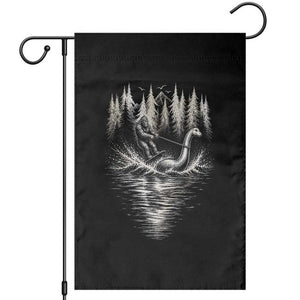 Funny Bigfoot Water Skiing Behind Nessie Garden Flag Cryptid Lover TS12 Black Print Your Wear