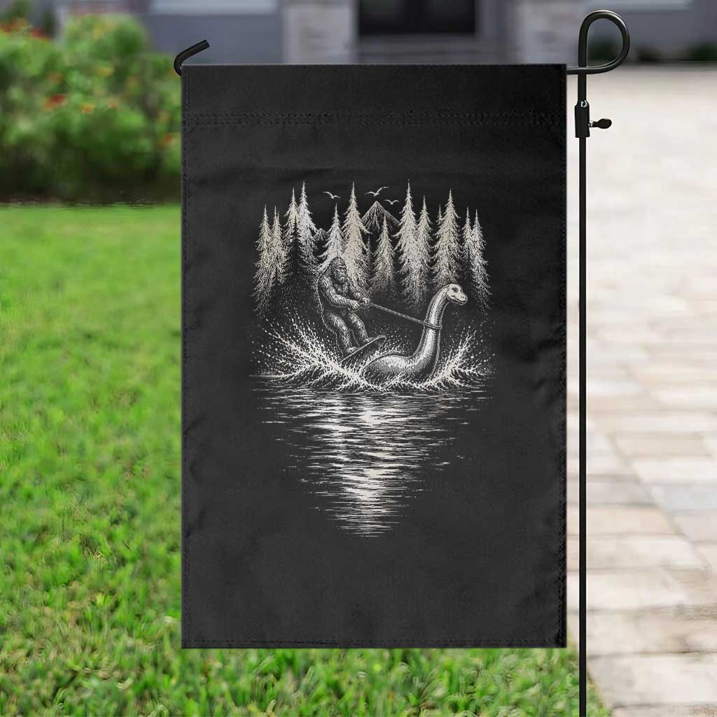 Funny Bigfoot Water Skiing Behind Nessie Garden Flag Cryptid Lover TS12 Print Your Wear