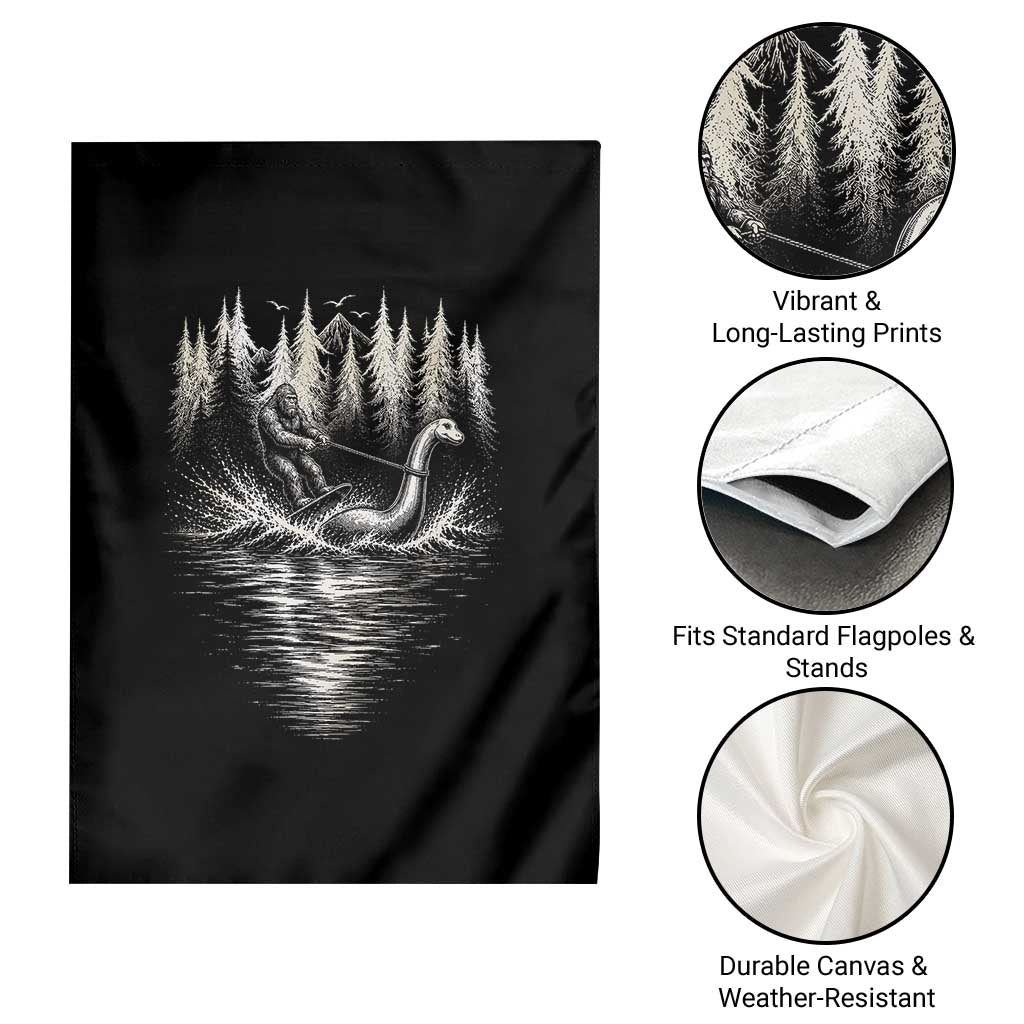 Funny Bigfoot Water Skiing Behind Nessie Garden Flag Cryptid Lover TS12 Print Your Wear