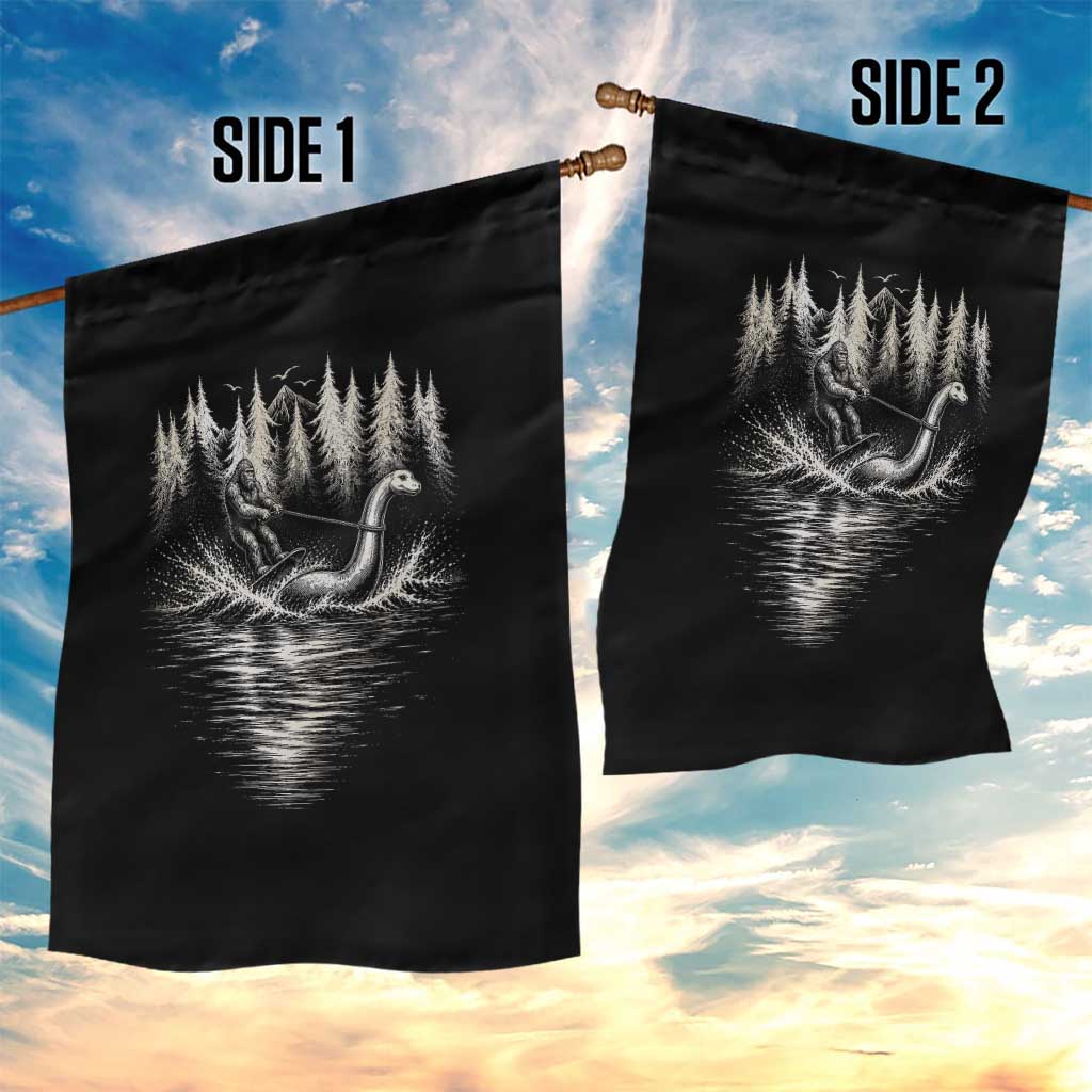 Funny Bigfoot Water Skiing Behind Nessie Garden Flag Cryptid Lover TS12 Print Your Wear