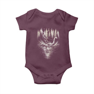 Funny Bigfoot Water Skiing Behind Nessie Baby Onesie Cryptid Lover TS12 Maroon Print Your Wear