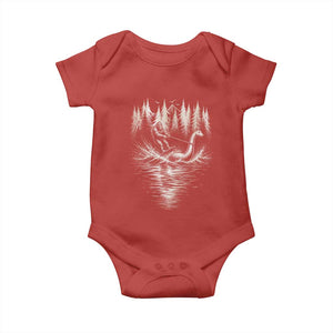 Funny Bigfoot Water Skiing Behind Nessie Baby Onesie Cryptid Lover TS12 Red Print Your Wear