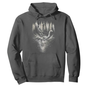 Funny Bigfoot Water Skiing Behind Nessie Hoodie Cryptid Lover TS12 Dark Heather Print Your Wear
