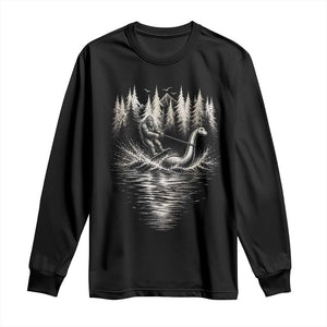 Funny Bigfoot Water Skiing Behind Nessie Long Sleeve Shirt Cryptid Lover TS12 Black Print Your Wear