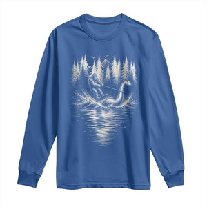 Funny Bigfoot Water Skiing Behind Nessie Long Sleeve Shirt Cryptid Lover TS12 Royal Blue Print Your Wear