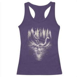 Funny Bigfoot Water Skiing Behind Nessie Racerback Tank Top Cryptid Lover TS12 Purple Print Your Wear
