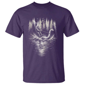 Funny Bigfoot Water Skiing Behind Nessie T Shirt Cryptid Lover TS12 Purple Print Your Wear