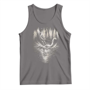Funny Bigfoot Water Skiing Behind Nessie Tank Top Cryptid Lover TS12 Deep Heather Print Your Wear