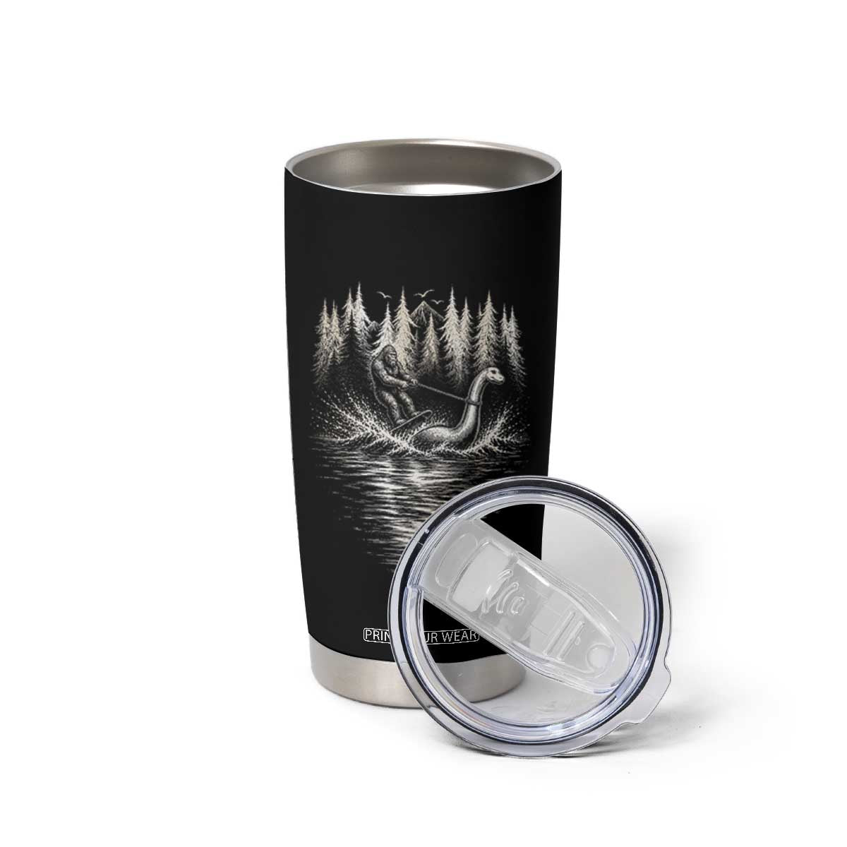 Funny Bigfoot Water Skiing Behind Nessie Tumbler Cup Cryptid Lover TS12 Print Your Wear