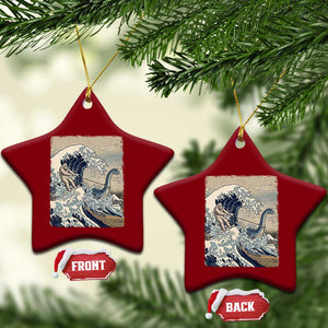 Funny Bigfoot Water Skiing Behind Nessie Ceramic Ornament Ukiyoe Inspired Wave Art TS12 Print Your Wear