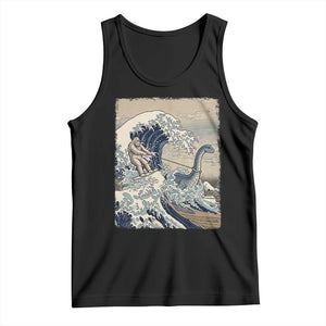Funny Bigfoot Water Skiing Behind Nessie Tank Top Ukiyoe Inspired Wave Art TS12 Black Print Your Wear