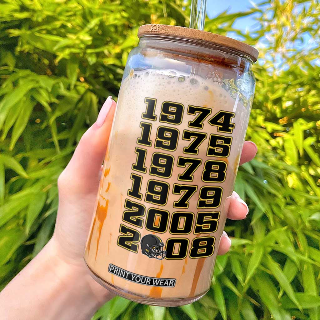Six Historic Championship Seasons Glass Can Vintage Football Fan Graphic TS12 White Print Your Wear