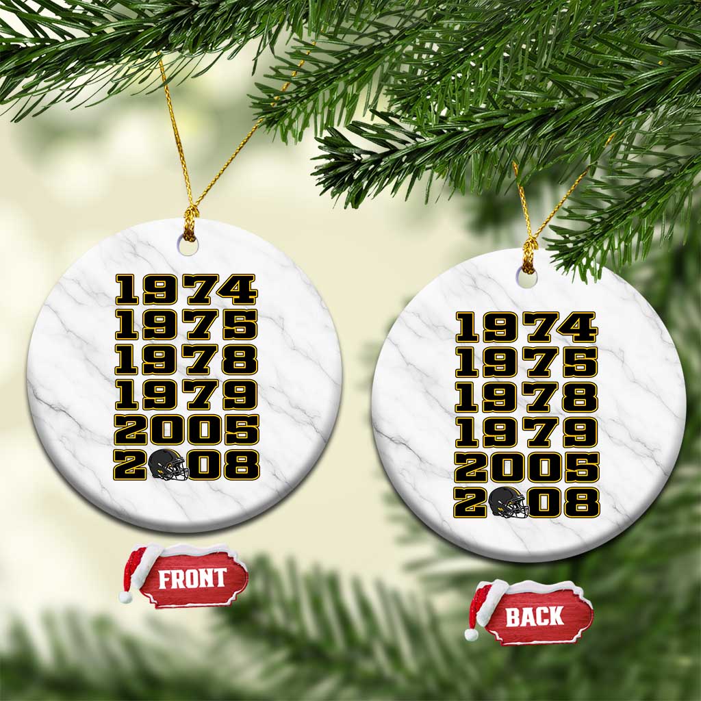 Six Historic Championship Seasons Ceramic Ornament Vintage Football Fan Graphic TS12 1pc White Marble Print Your Wear