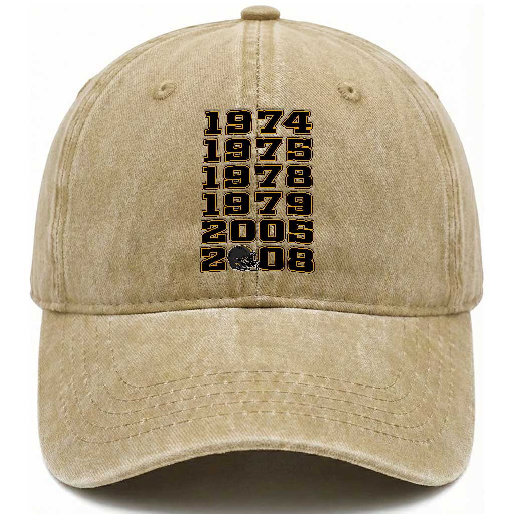 Six Historic Championship Seasons Washed Cotton Baseball Cap Vintage Football Fan Graphic TS12 Print Your Wear