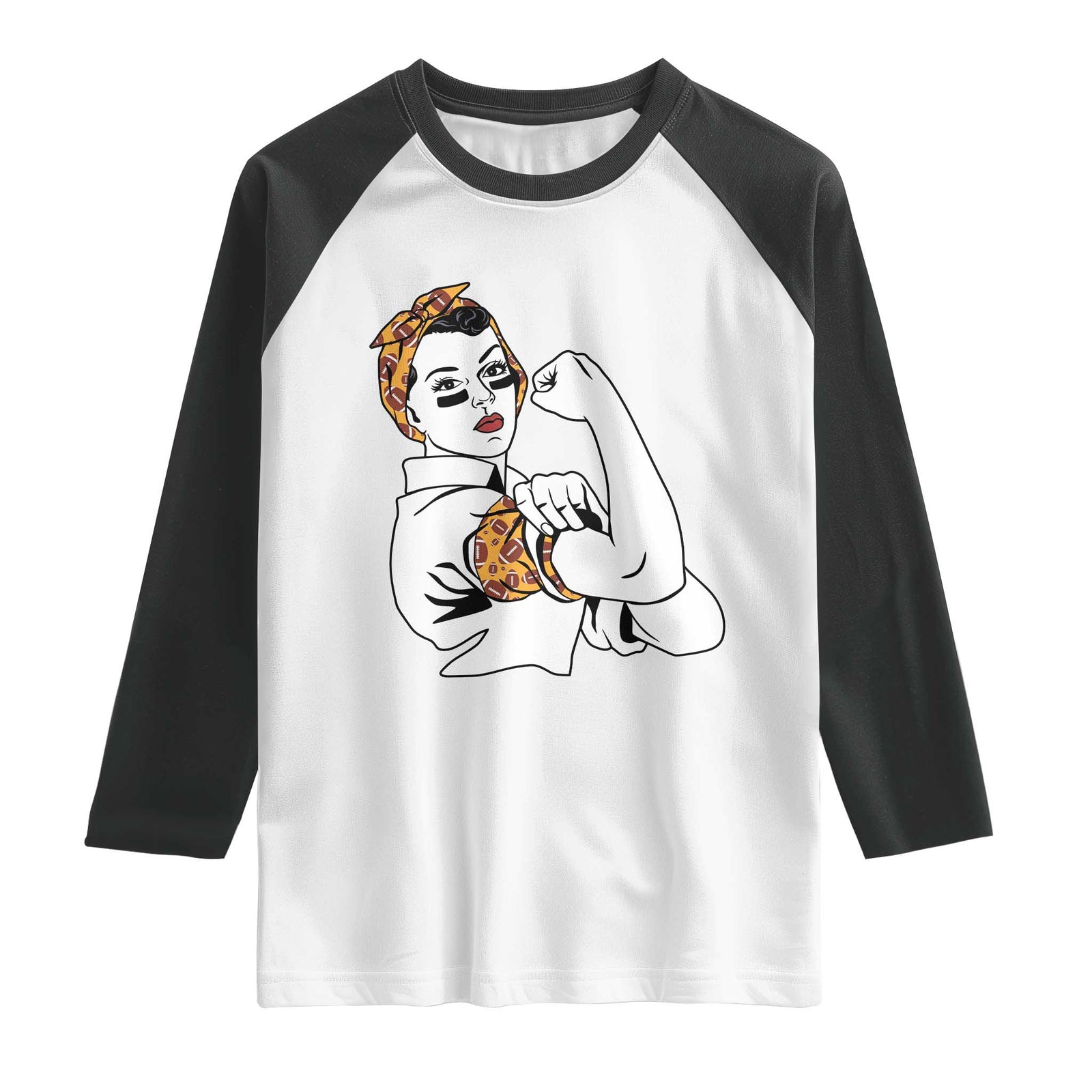 We Can Do It Game Day Raglan Shirt Rosie The Riveter Strong Woman Football Fan TS12 White Black Print Your Wear