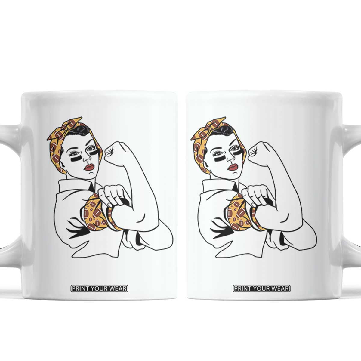 We Can Do It Game Day Coffee Mug Rosie The Riveter Strong Woman Football Fan TS12 White Print Your Wear