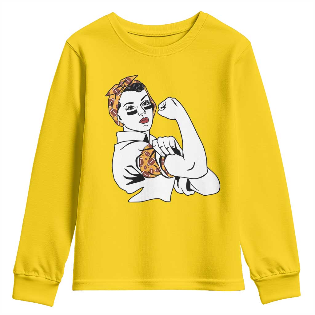 We Can Do It Game Day Youth Sweatshirt Rosie The Riveter Strong Woman Football Fan TS12 Daisy Print Your Wear