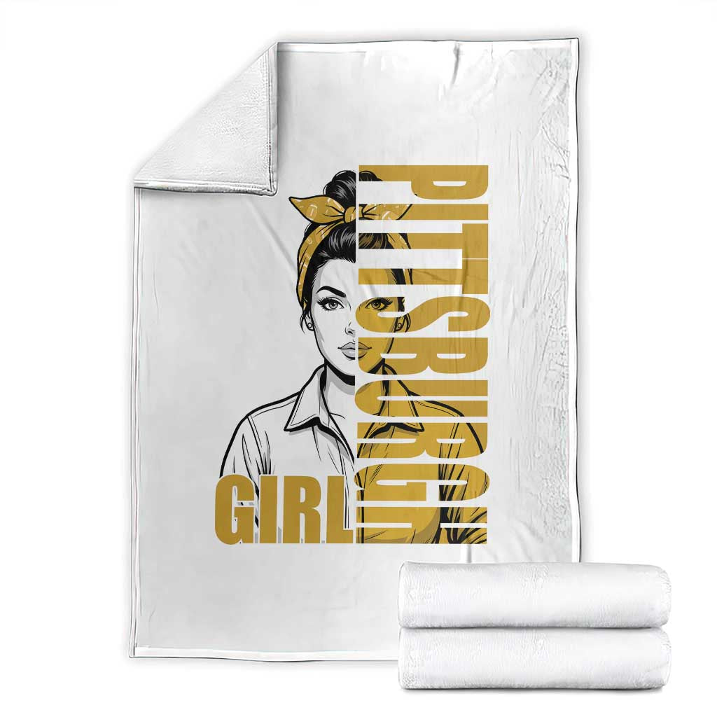 Strong Woman Football Game Day Throw Blanket Black And Gold City Pride TS12 White Print Your Wear
