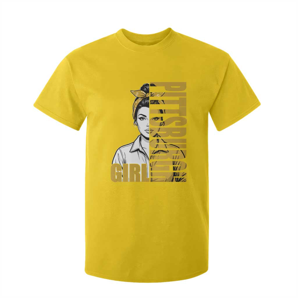 Strong Woman Football Game Day T Shirt For Kid Black And Gold City Pride TS12 Daisy Print Your Wear