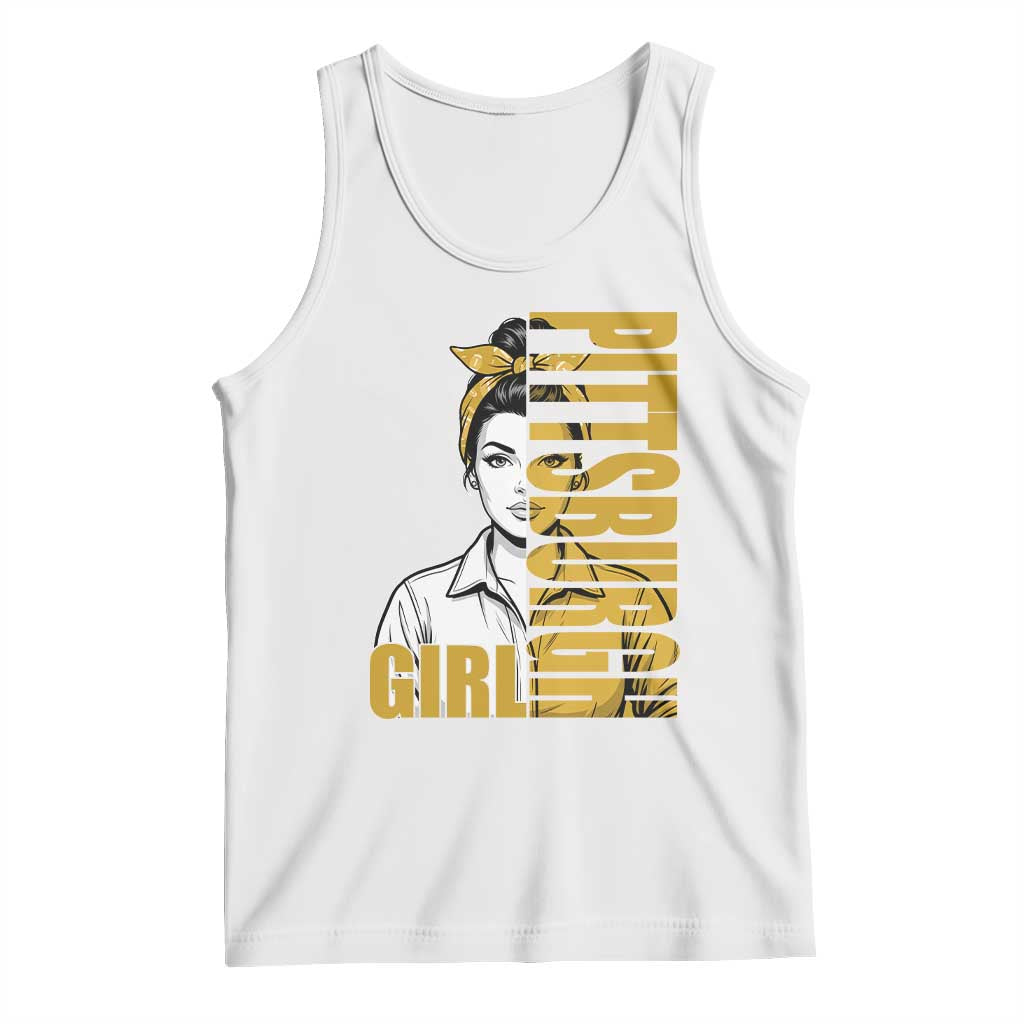 Strong Woman Football Game Day Tank Top Black And Gold City Pride TS12 White Print Your Wear