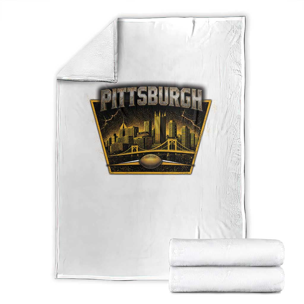 Pittsburgh Skyline Crest Graphic Throw Blanket Football Lover Gift TS12 White Print Your Wear