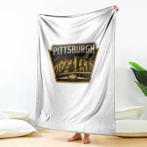 Pittsburgh Skyline Crest Graphic Throw Blanket Football Lover Gift TS12 Print Your Wear