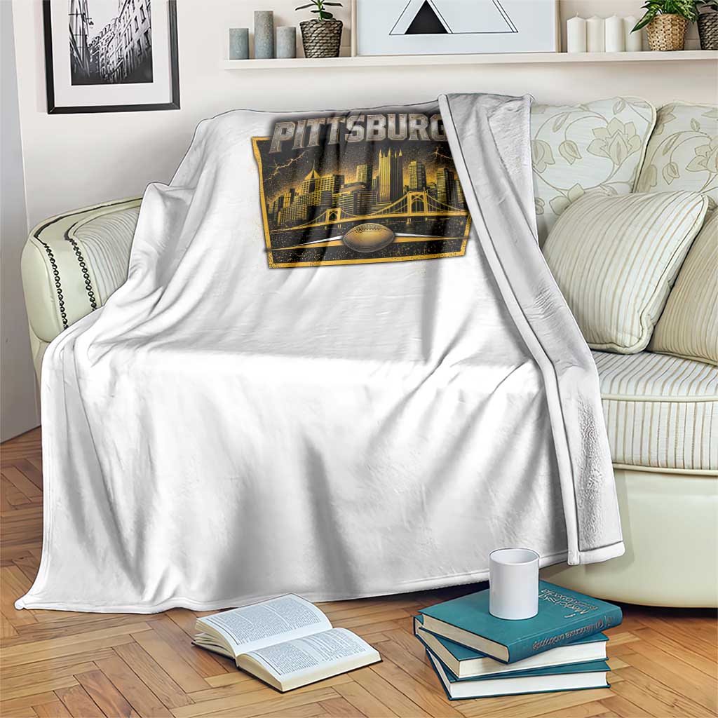 Pittsburgh Skyline Crest Graphic Throw Blanket Football Lover Gift TS12 Print Your Wear