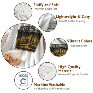 Pittsburgh Skyline Crest Graphic Throw Blanket Football Lover Gift TS12 Print Your Wear