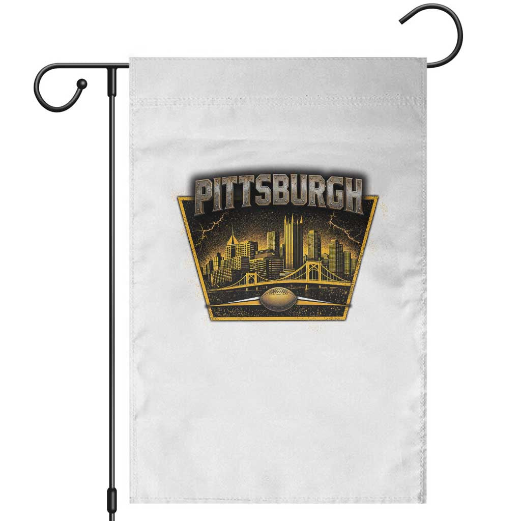 Pittsburgh Skyline Crest Graphic Garden Flag Football Lover Gift TS12 White Print Your Wear