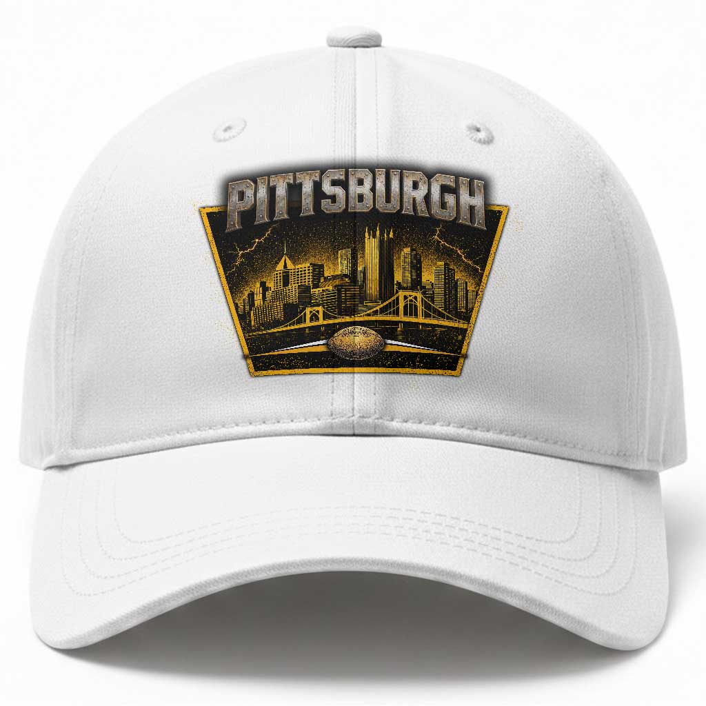Pittsburgh Skyline Crest Graphic Baseball Cap Football Lover Gift TS12 Print Your Wear