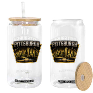 Pittsburgh Skyline Crest Graphic Glass Can Football Lover Gift TS12 Print Your Wear