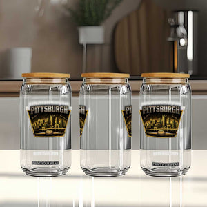 Pittsburgh Skyline Crest Graphic Glass Can Football Lover Gift TS12 Print Your Wear