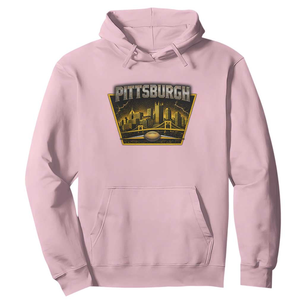 Pittsburgh Skyline Crest Graphic Hoodie Football Lover Gift TS12 Light Pink Print Your Wear