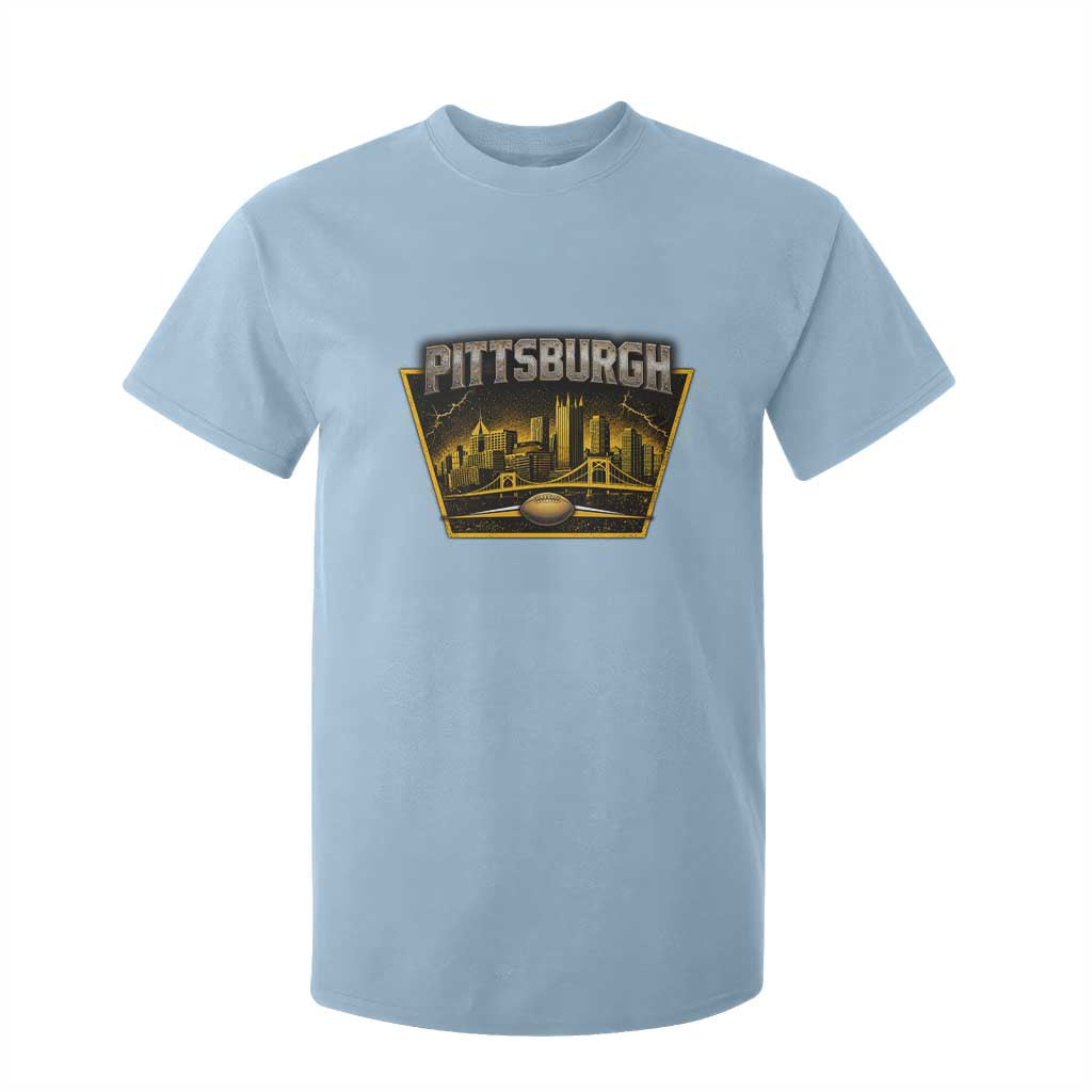 Pittsburgh Skyline Crest Graphic T Shirt For Kid Football Lover Gift TS12 Light Blue Print Your Wear