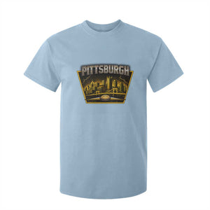 Pittsburgh Skyline Crest Graphic T Shirt For Kid Football Lover Gift TS12 Light Blue Print Your Wear