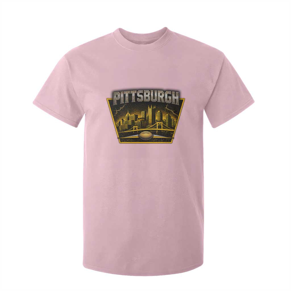 Pittsburgh Skyline Crest Graphic T Shirt For Kid Football Lover Gift TS12 Light Pink Print Your Wear